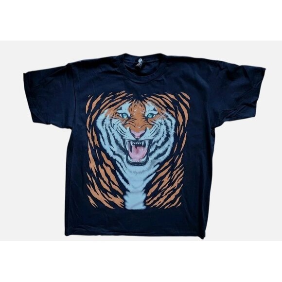 Vintage Single Stitch TIGER GRAPHIC Tshirt Made USA On XL Harley Davidson Tag - Picture 1 of 8